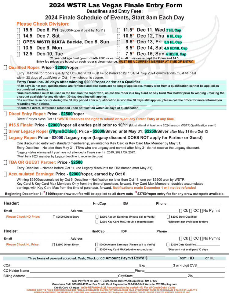2024 Finale Entry Form